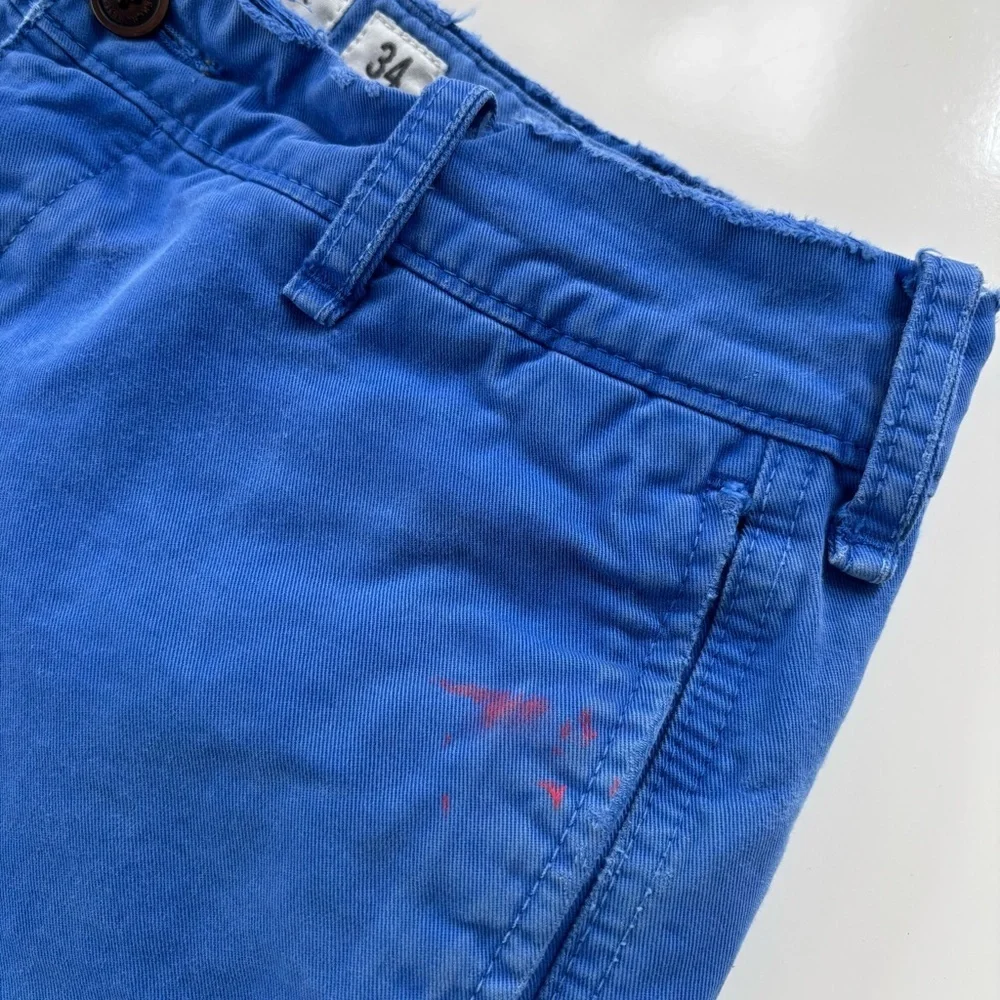 Abercrombie & Fitch Men's Bright Blue Khaki Preppy Button Fly Shorts Size 34